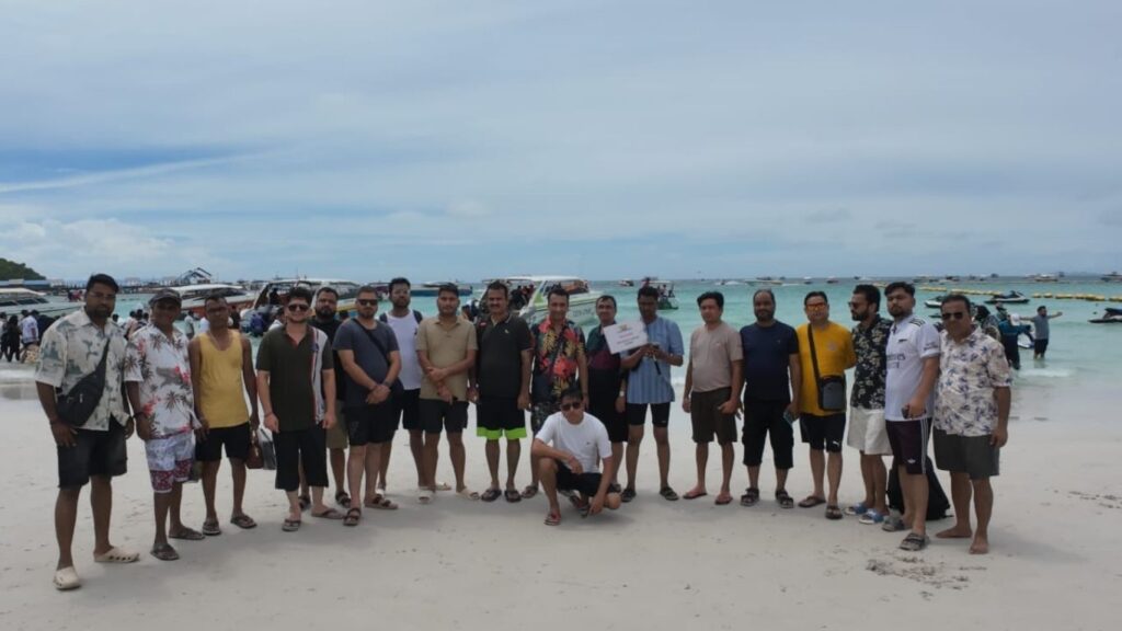 Thailand corporate group enjoying beach experience during MICE tour